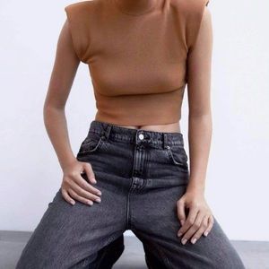 Zara high neck padded crop top